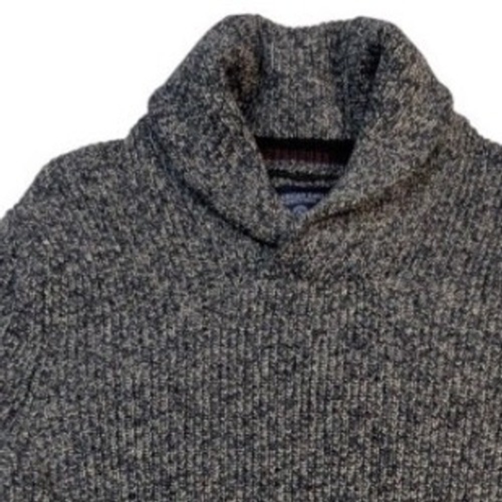 American Eagle Shawl Collar‎ Knit Sweater Speckled Grey Wool Blend XS